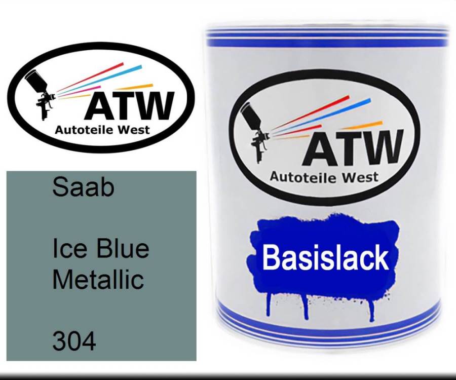 Saab, Ice Blue Metallic, 304: 1L Lackdose, von ATW Autoteile West.